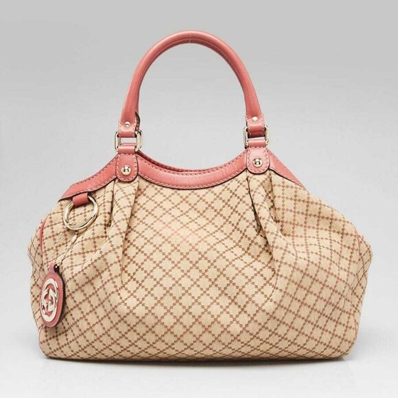 Gucci Beige/Pink Diamante Canvas Medium Sukey Bag - Picture 2 of 11